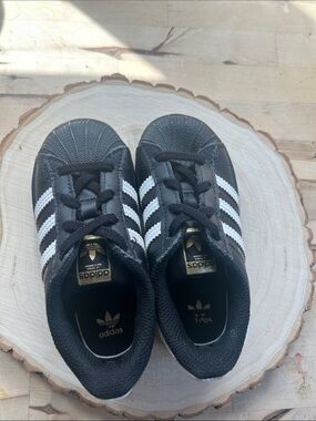adidas Kids Black and White Classic Shell-Toe Sneakers